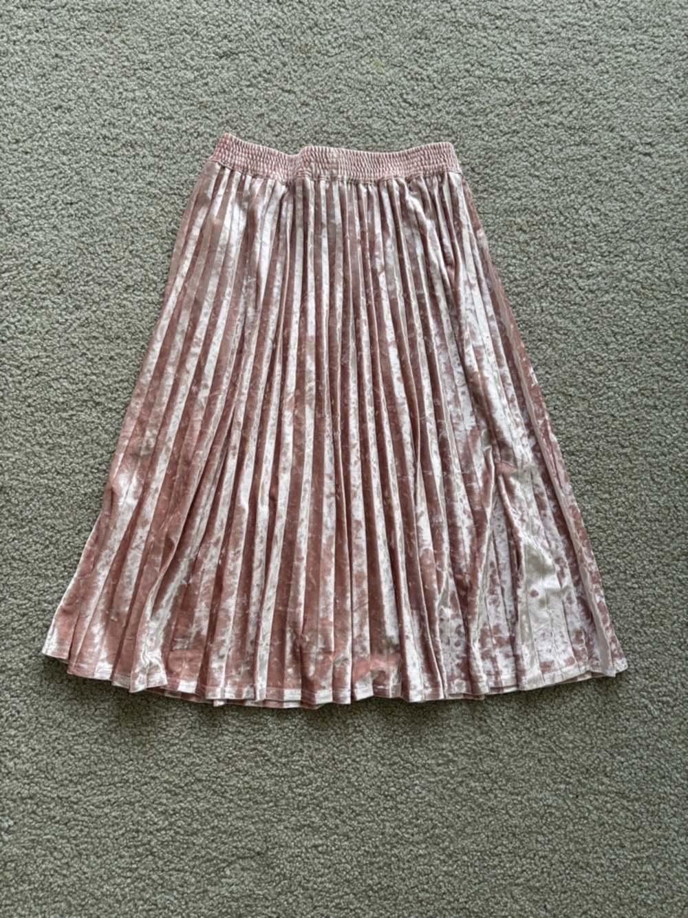 Pleated Velvet Midi Skirt - Blush Pink - Picture 2 of 4